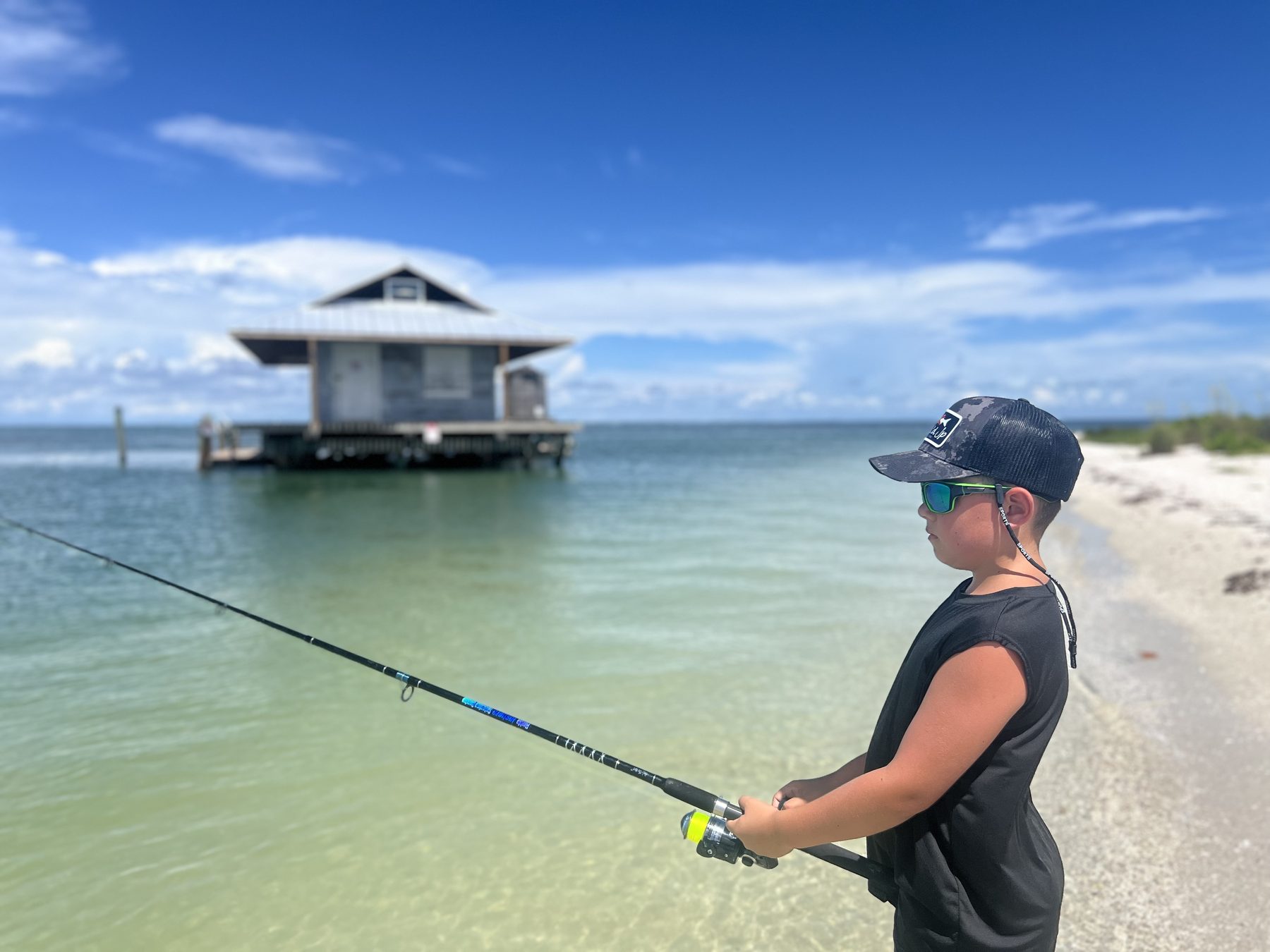 Surfcasting from the beach